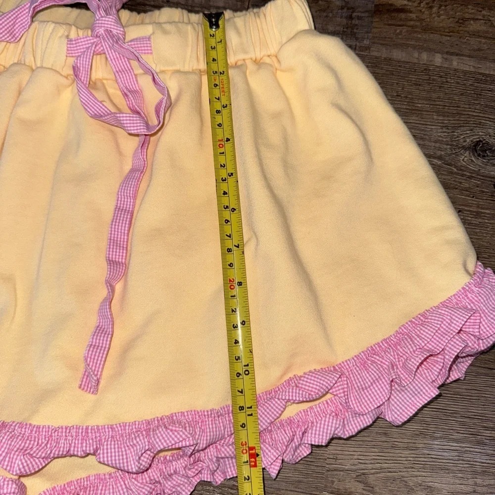 Peach Love California Ruffle Lounge Skort Yellow Pink Gingham Coquette Small